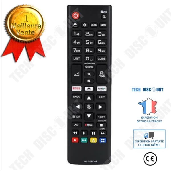 TD® Lämplig för LG TV LCD Smart Remote Control AKB75095308 43UJ6309 49UJ6309