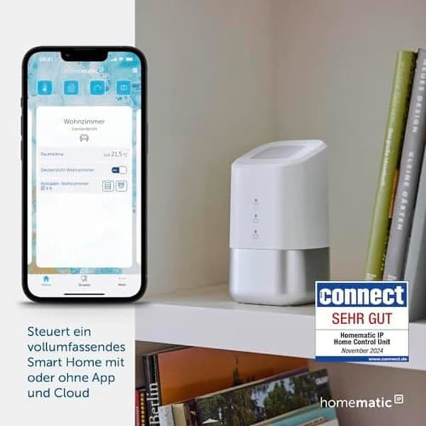 Homematic 160322A0 Hemkontrollenhet IP, intelligent central, digital kontroll via gratisapp, Alexa och