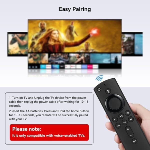 Applicera på L5B83H Smart TV Röstfjärrkontroll för Amazon 2nd 3rd Gen Fire Stick 4K Cube