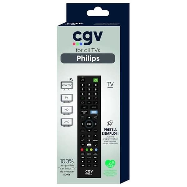 Ersättningsfjärrkontroll - Allmänna villkor - FIDELIO Philips - För Philips tv-apparater - Utan programmering - Klar att använda