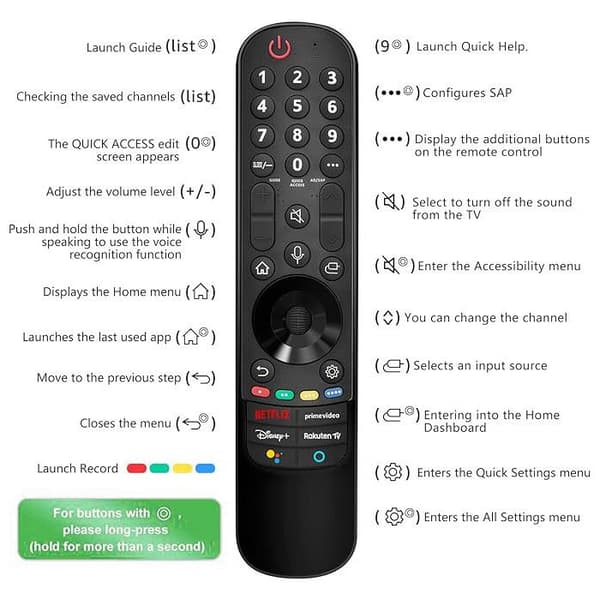 RF-fjärrkontroll - LG - AN-MR18BA - Kompatibel med LCD-TV - Svart färg - Enkel att använda