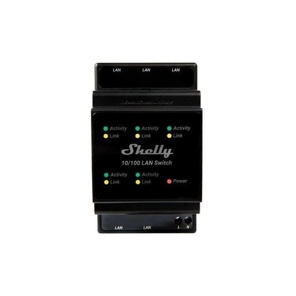 LAN switch/switch - SHELLY - LAN Switch - DIN-skena montering - 5 RJ45-portar