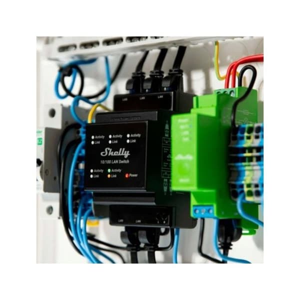LAN switch/switch - SHELLY - LAN Switch - DIN-skena montering - 5 RJ45-portar