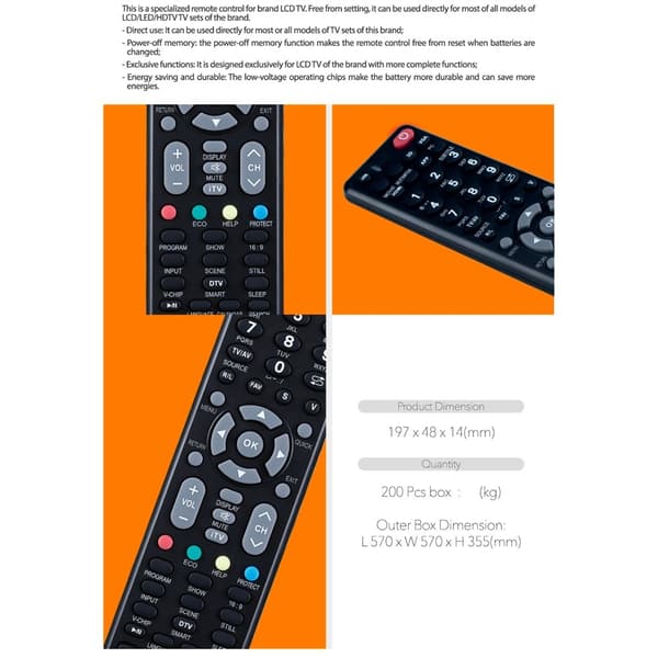 Fjärrkontroll CHUNGHOP E-C910 För Changhong TV TV-fjärrkontroll Ersättning