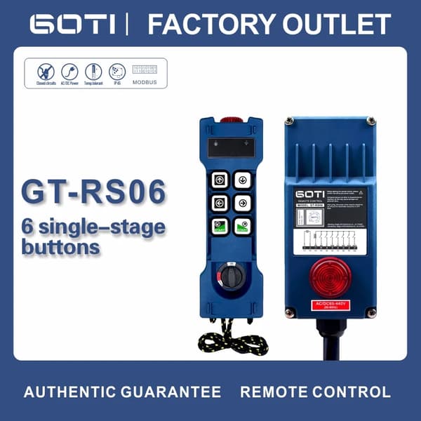 Industriel kranfjernbetjening, trådløs betjening, kompatibilitet med løftekran, GT-RS06 1 Hastighedsnøgler, 65-440V AC DC UHF