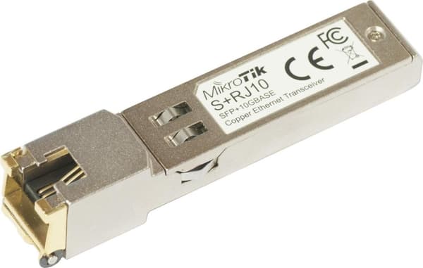 Mikrotik S+RJ10 netværkstransceivermodul (10000 Mbit/s, SFP+, SFP+, metal, 1 stk.)