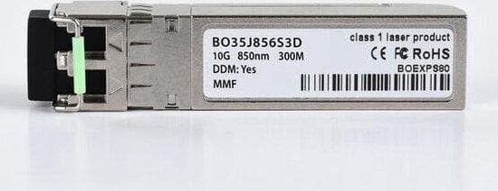 BlueOptics SFP Transceiver, 10GBASE-SR, MM 850nm, 300M, LC-Duplex, DDM, 0°C/+70°C BlueOptics+ BO35J856S3D Small Form-Factor Pluggable Plus (SFP+) tran