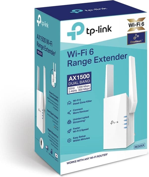 TP-Link RE505X - WiFi Förstärkare - AX1500 - WiFi 6 - Vit