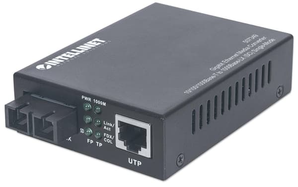 Intellinet - Mediekonverter - Ethernet, Fast Ethernet, Gigabit Ethernet - 10Base-T, 1000Base-LX, 100Base-TX, 1000Base-T - RJ-45 / SC single mode - op
