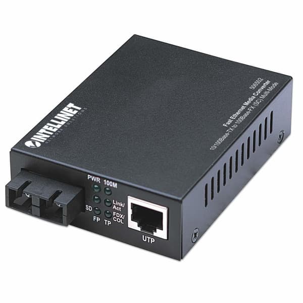 Intellinet 506502 Fast Ethernet Media Converter - Mediekonverter - 10Base-T, 100Base-FX, 100Base-TX - RJ-45 - SC multi-mode - ekstern - 1310 nm (50650