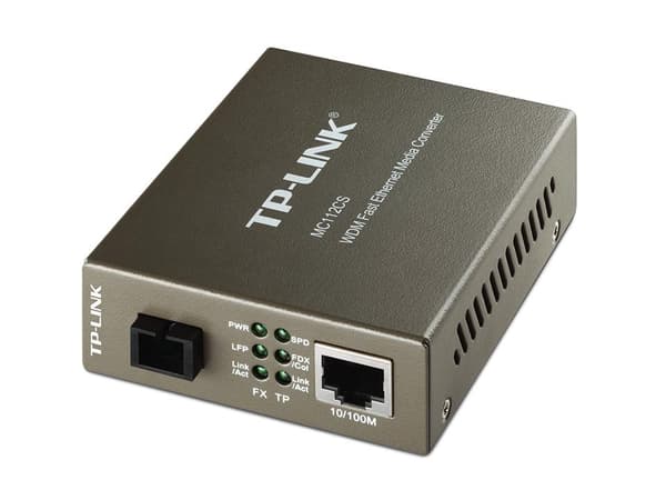 TP-Link MC112CS - mediaomvandlare - 10Base-T, 100Base-FX, 100Base-TX - RJ-45 - SC singelläge - extern - upp till 20 km - 1310 (TX) / 1550 (RX) nm (MC1