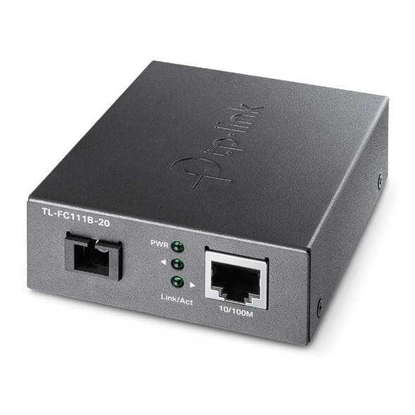 TP-Link TL-FC111B-20 - Mediekonverter - 100Mb LAN - 10Base-T, 100Base-TX, WDM - SC/UPC single mode / RJ-45 - op til 20 km - 1550 (RX) / 1310 (TX) nm