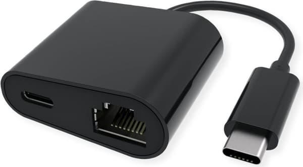VALUE USB 3.2 Gen 2 Typ C till Gigabit Ethernet-omvandlare + 1x PD-port, 100W (12.99.1118) Svart