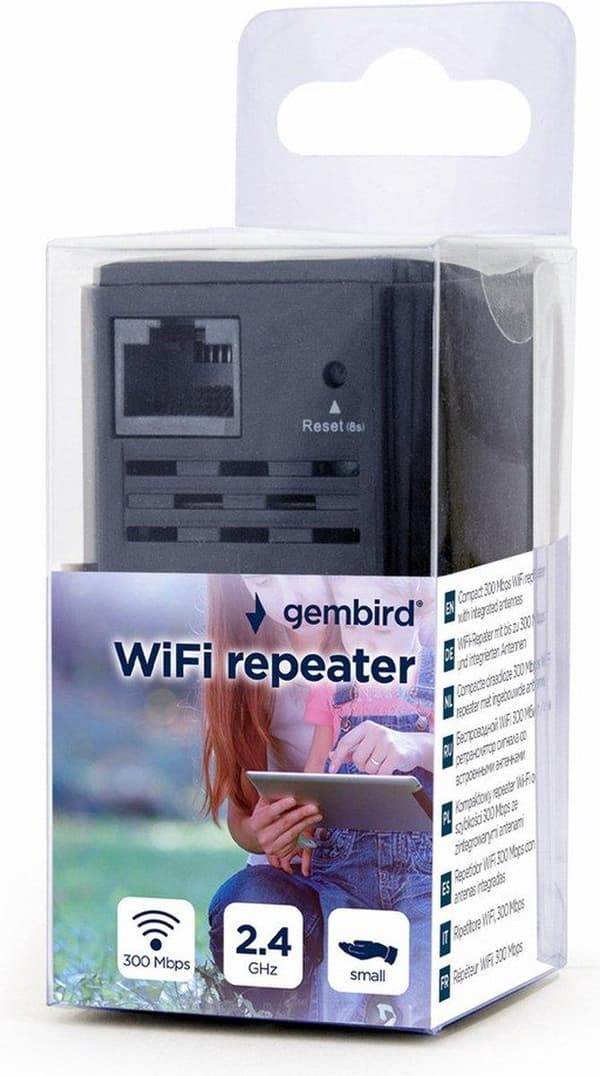 Gembird WNP-RP300-03-BK bro/repeater Netværksrepeater 300 Mbit/s Sort