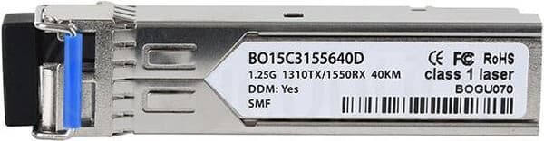 Kompatibel Juniper SFP-1GT13R15BX40-I BlueOptics BO15C3155640D SFP Transceiver, LC-Simplex, 1000BASE-BX-U, Singlemode Fiber, TX1310nm/RX1550nm, 40KM,