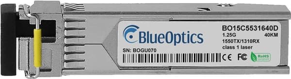 Kompatibel RAD SFP-23BED BlueOptics© BO15C5531640D SFP Transceiver, LC Simplex, 1000BASE-BX-D, Singlemode Fiber, TX1550nm/RX1310nm, 40KM, DDM, 0°C/+70