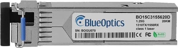 Kompatibel Edimax MG-1000PU1I BlueOptics© BO15C3155620D SFP Transceiver, LC Simplex, 1000BASE-BX-U, Singlemode Fiber, TX1310nm/RX1550nm, 20KM, DDM, 0°
