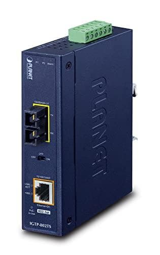 PLANET IP30 Industrial 10/100/1000BAS Network Media Converter 1000Mbps Blue (IGTP-802TS)