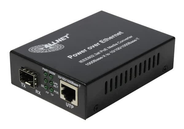 ALLNET mediaomvandlare PoE (15,4W/30W) till 1000BASE-SX/LX enkel/multimod SFP Mini-GBIC-anslutning "ALL-MC202P-SFP (ALL-MC202P-SFP1-PoE)