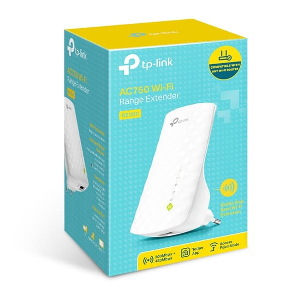 TP-Link RE200 netværksforlænger Netværksrepeater Hvid 10, 100 Mbit/s