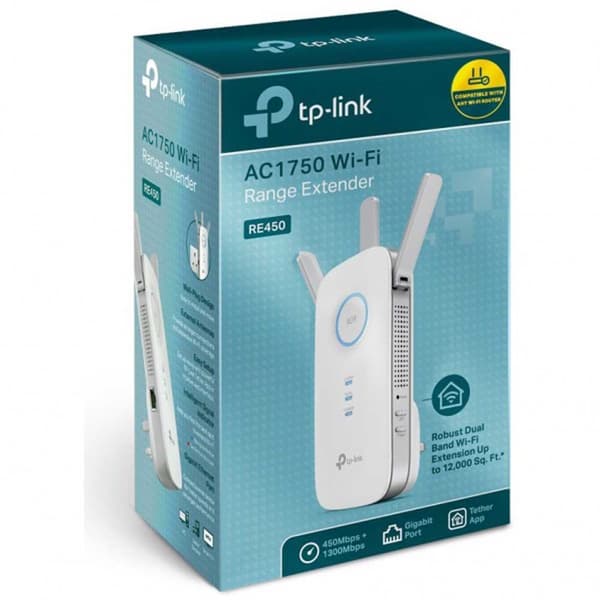 Tp-link Wifi Repeater Re 450 Gb-lan Hvid
