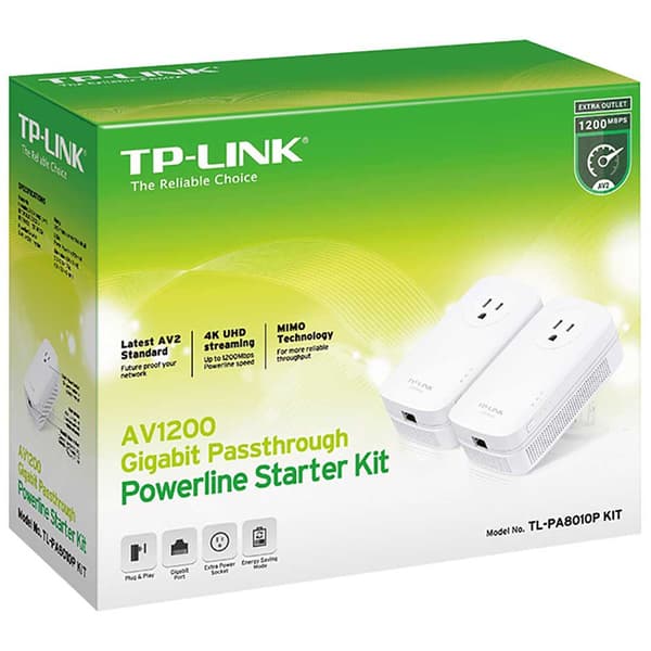 Tp-link Wifi Repeater Tl-pa8010p Kit 2 Enheder Hvid