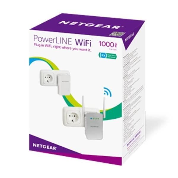 NETGEAR-paket med 2 Gigabit 1000 Powerline-adaptrar + Wifi PLW1000-100PES