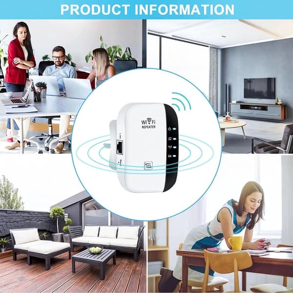 WiFi-repetitor 300Mbps 2.4GHz - Repeterarläge/Router/AP | CE-märkt med LAN-port & WPS-knapp - Hemma/Kontor