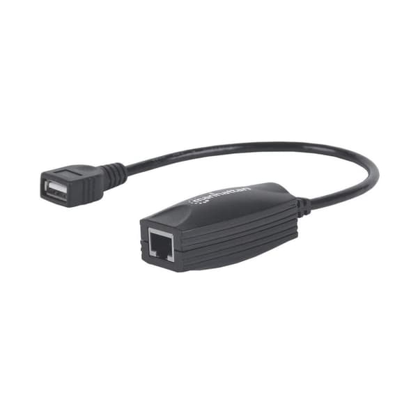 Manhattan USB-A linjeforlænger, til brug med RJ45-netværkskabel (medfølger ikke), forlænger USB-enhed op til 60 m, busstrøm, Cat5e/Cat6/Cat6A RJ45-net