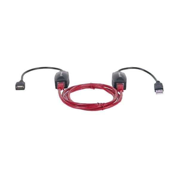 Manhattan USB-A linjeforlænger, til brug med RJ45-netværkskabel (medfølger ikke), forlænger USB-enhed op til 60 m, busstrøm, Cat5e/Cat6/Cat6A RJ45-net