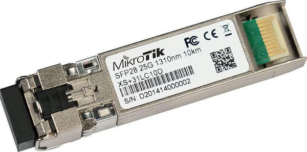 MikroTik SFP/SFP+/SFP28 1/10/25G SM 10km 1310nm XS+31LC10D modul, fiberoptisk, 25000 Mbit/s, SFP28, LC (UPC), 10000 m, 1310 nm, XS+31LC10D