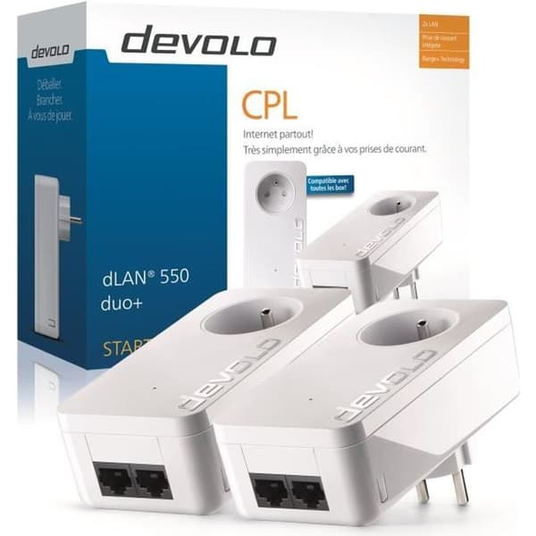 DEVOLO dLAN 550 Duo+ Startpaket - 2 CPL-adaptrar - 500 Mbits/s