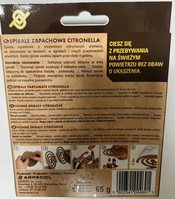 CITRONELLA DUFTSPIRALER Agrecol 10 stk.