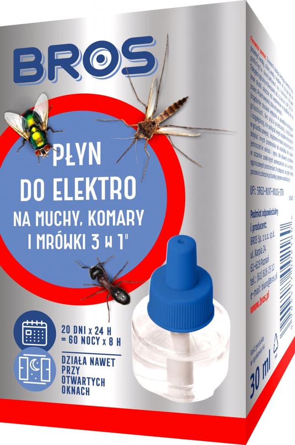BROS ELECTRO FLUID 3-i-1 til fluer, myg, myrer 30 ml