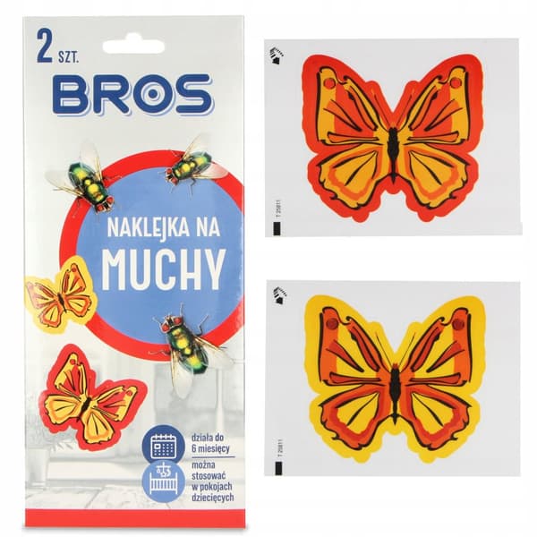 BROS fluepapirklistermærke til vindue BUTTERFLY 2 stk.