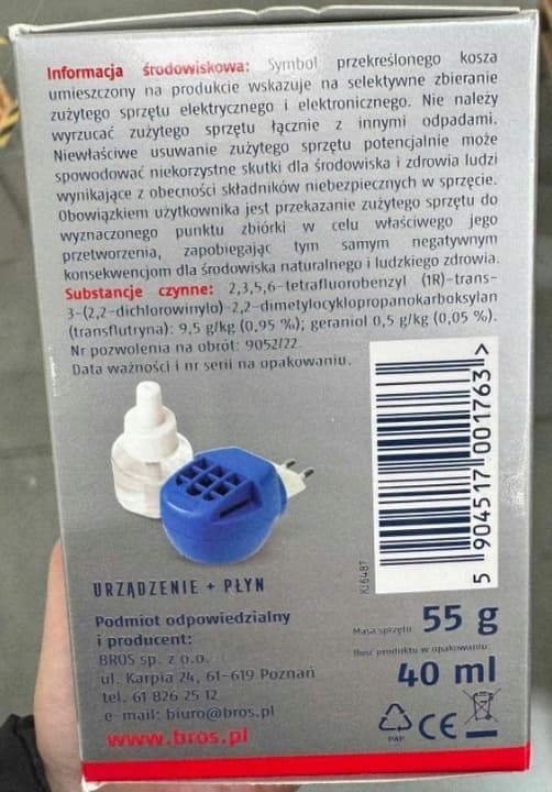 BROS electro+ myggemiddel til elektrisk fumigator BESKYTTELSE 60 NÆTTER 40 ml