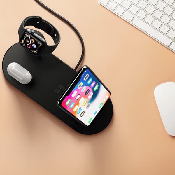 Laddningsstation Lightning Micro Usb-C QI roterbar