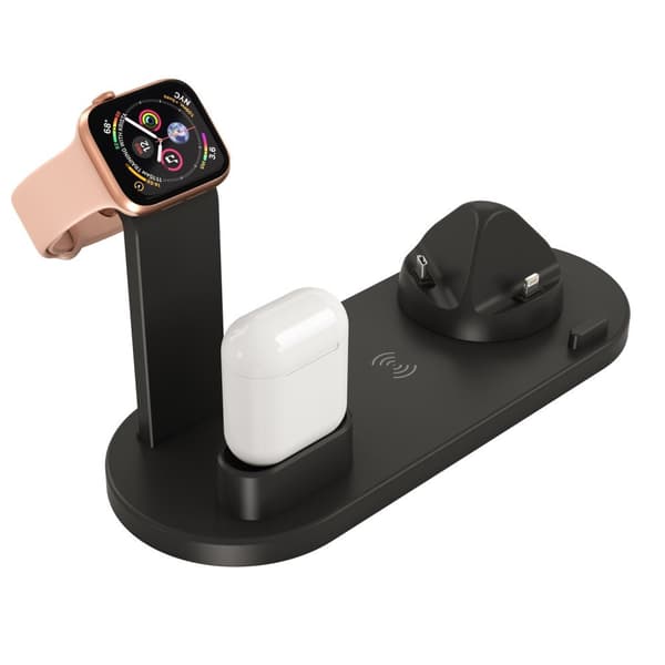 Laddningsstation Lightning Micro Usb-C QI roterbar