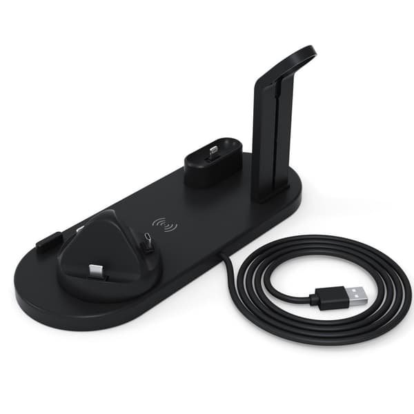 Laddningsstation Lightning Micro Usb-C QI roterbar