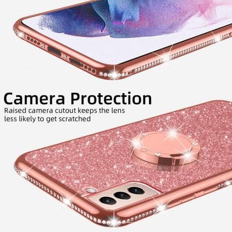 Samsung S21 Plus Stötdämpande Skal med Ringhållare Strass