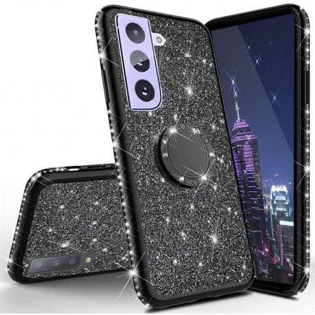 Samsung S21 Plus Stötdämpande Skal med Ringhållare Strass