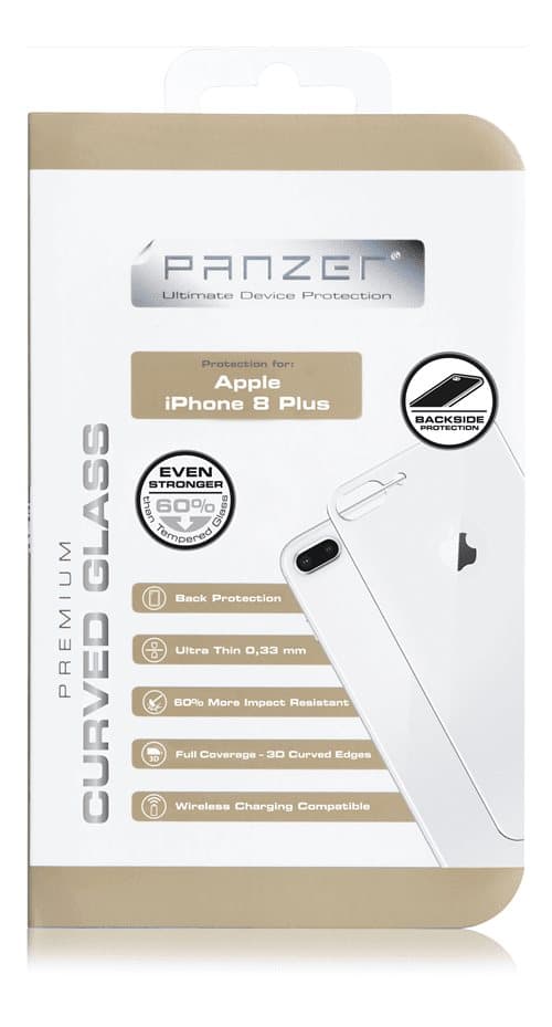 Panzer iPhone 8 Plus För baksida Curved Silicate Glass Back - Silver