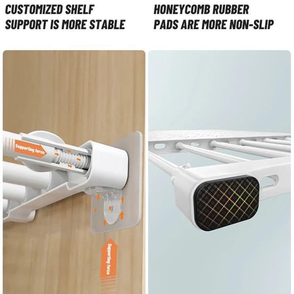 24*74-135cm justerbart teleskopiskt borrfri förvaringsställ, flexibelt, mångsidig