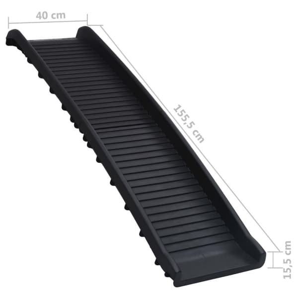 vidaXL Hunderampe sammenleggbar svart 155,5x40x15,5 cm
