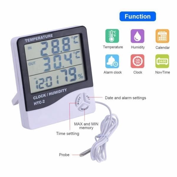 AF04345-Väderstation Digital inomhustermometer med utomhussond Hygrometer