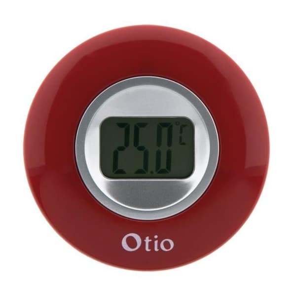 Inomhustermometer - Otio - LCD-display - Röd - Temperaturspann från 0 till +50°C - Fällbart stativ