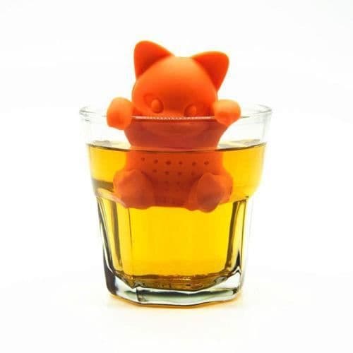 Tea Infuser Filter Diffuser Kattformad tesil tillverkad av 100 % livsmedelsgodkänd silikon