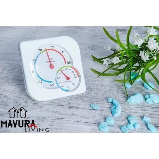 MAVURA hygrometer »MAVURALivande termometer med inomhushygrometer utomhus analog trädgårdstermometer fuktmätare