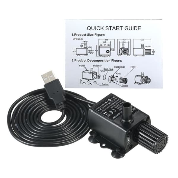 Ultratyst mini borstlös vattenpump Vattentät dränkbar fontän Aquarium Cirkulation 250L/H Lyft 200 cm