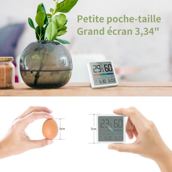 Hygrometer inomhustermometer, digital bordstermometer med temperatur- och fuktighetsmätare, (vit)